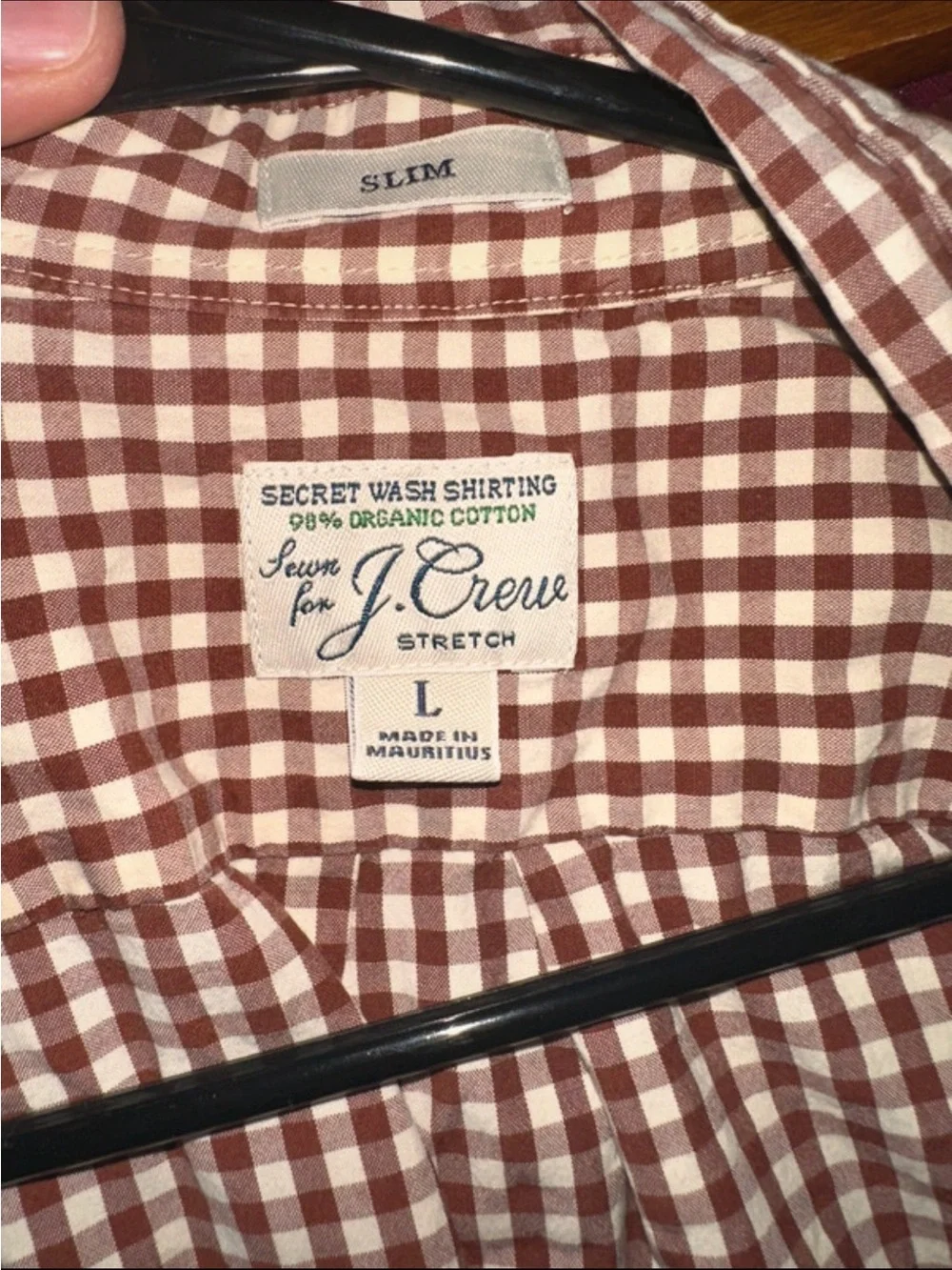 J. Crew Slim Gingham Shirt in Brown & Cream